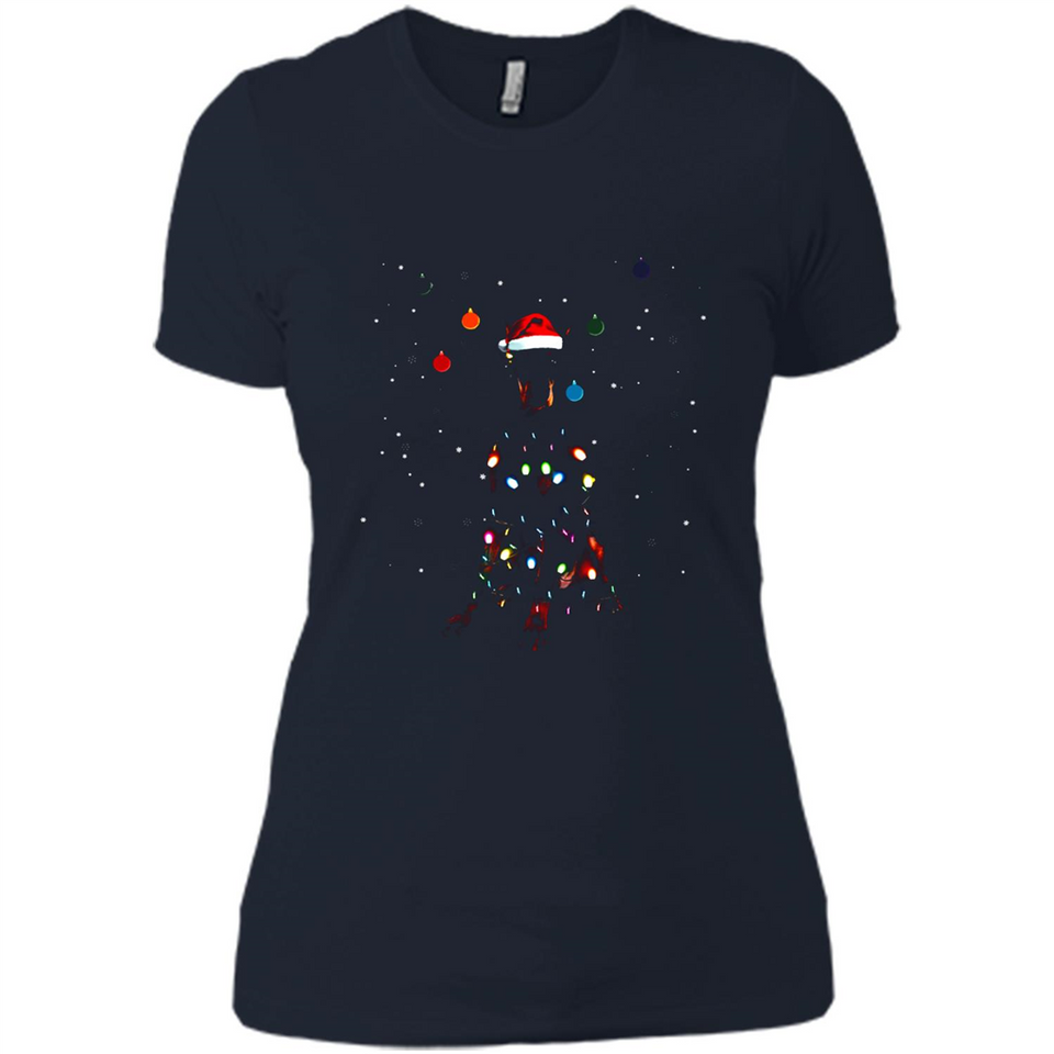 Doberman Santa Lights Christmas Dog Xmas Sweatshirt - Ladies' Boyfriend T-Shirt