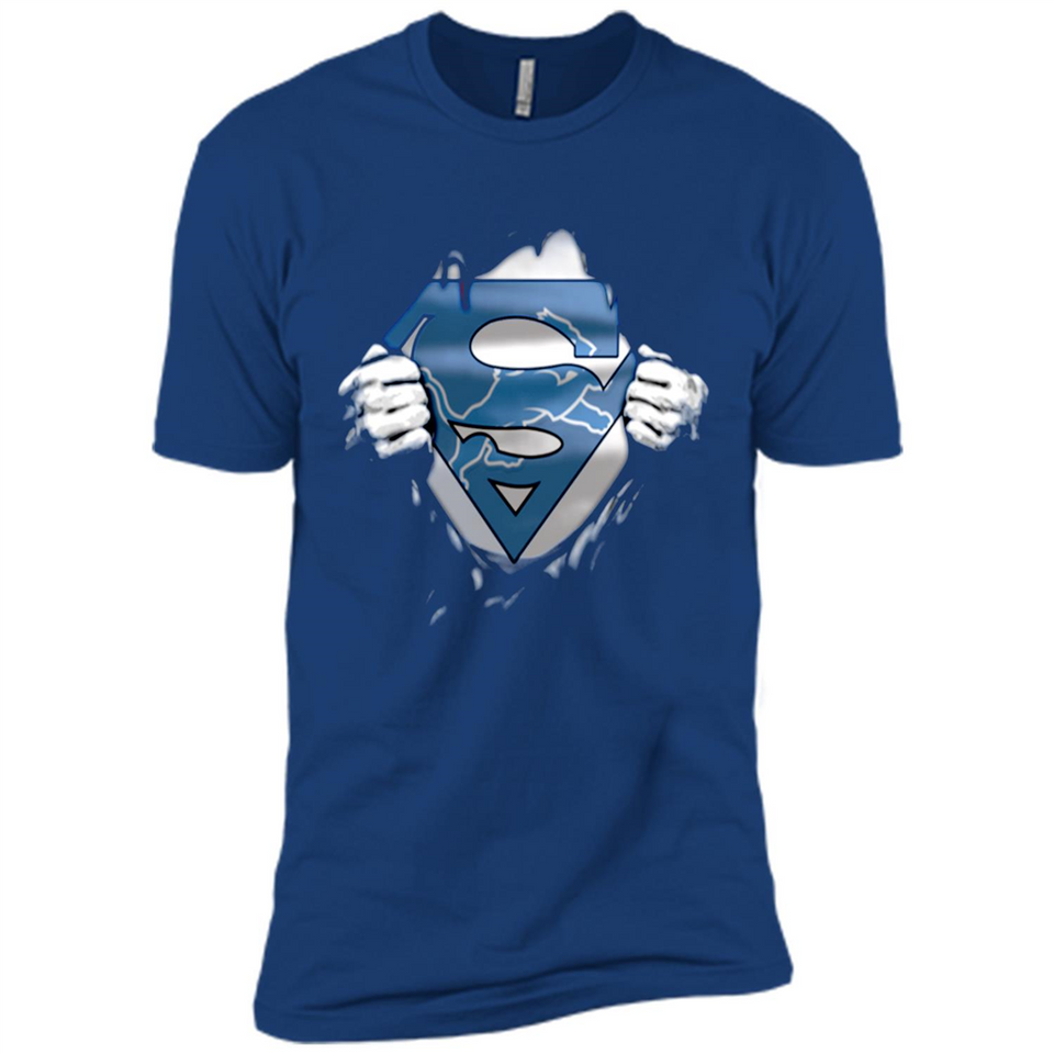 Detroit Lions And Superman Fans - Premium Short Sleeve T-Shirt