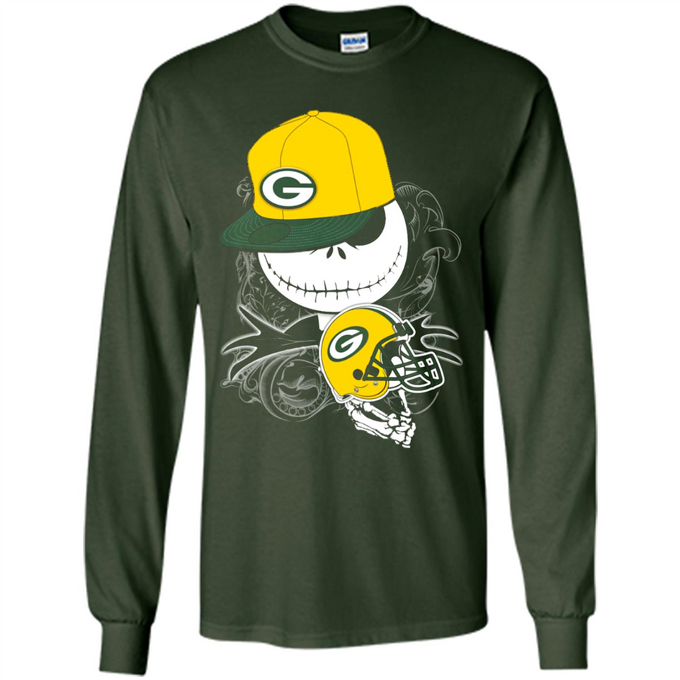 Jack Skellington The Nightmare Before Christmas-Packers Football - Long Sleeve T-Shirt