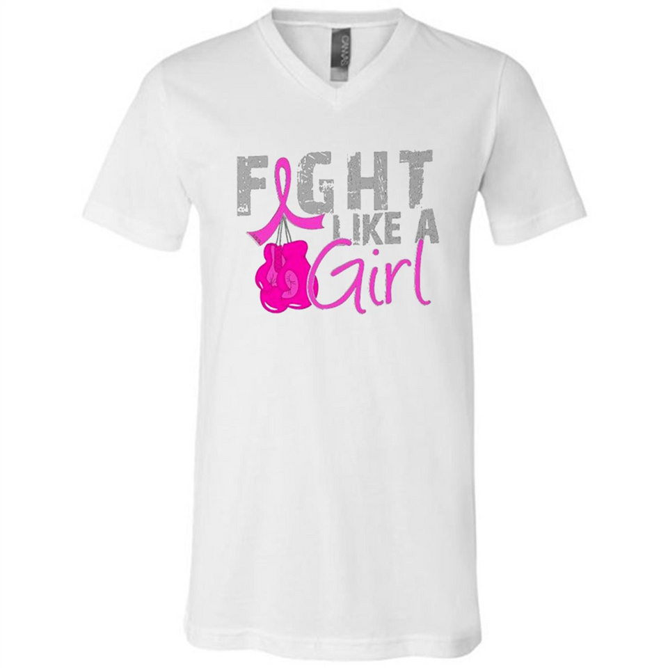 Fight Like A Girl Breast Cancer Awareness - Canvas Unisex V-Neck