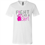 Fight Like A Girl Breast Cancer Awareness - Canvas Unisex V-Neck