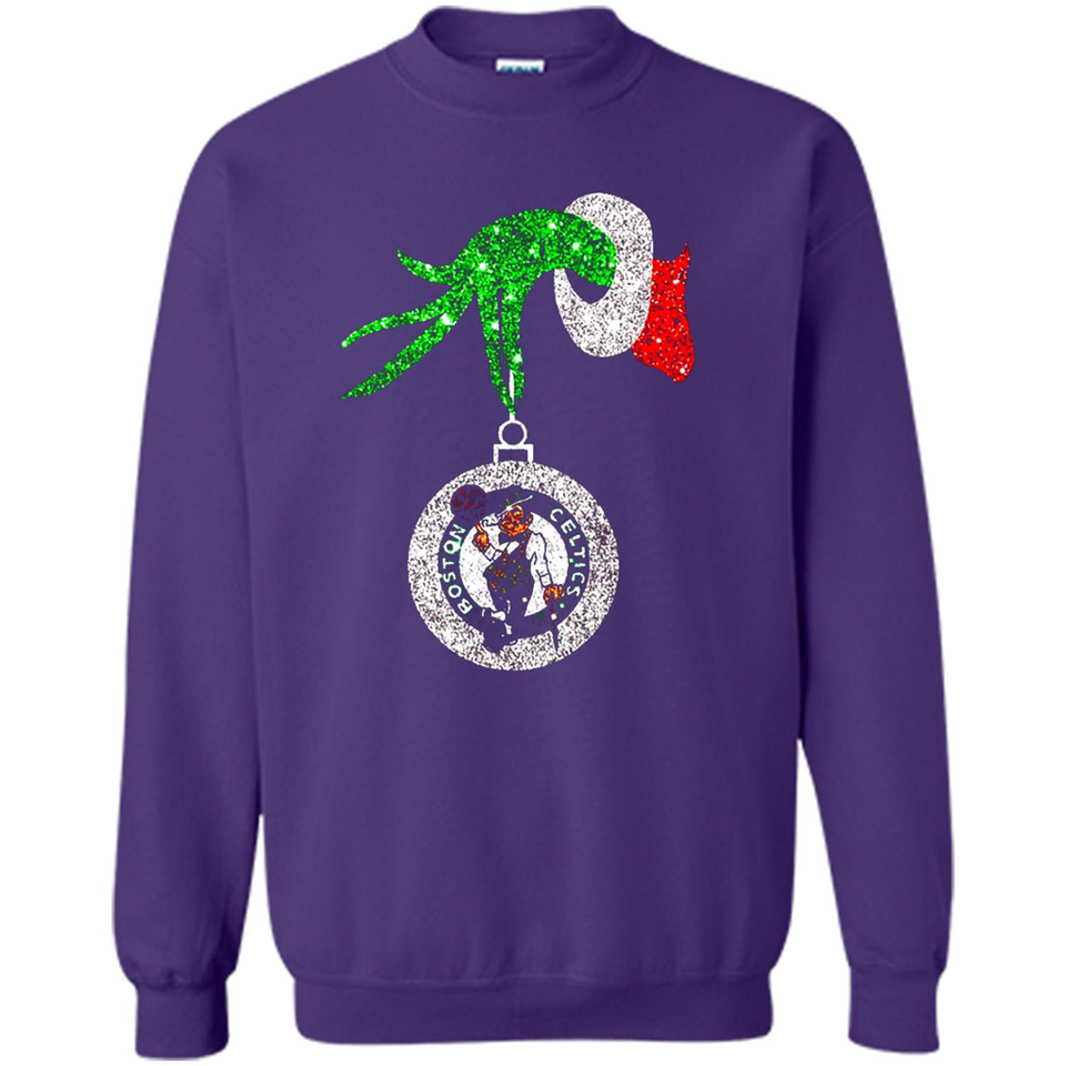 Amazing shirt Boston Celtics Glitter Grinch Monogram Ornament Christmas Gift - Sweatshirt
