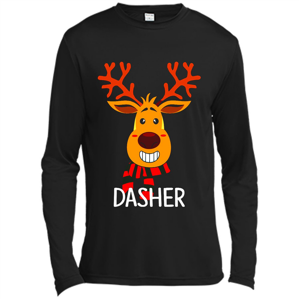 Dasher Reindeer Santa Claus Funny Xmas Holiday T-Shirt - Canvas Long Sleeve T-Shirt
