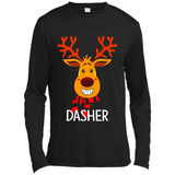 Dasher Reindeer Santa Claus Funny Xmas Holiday T-Shirt - Canvas Long Sleeve T-Shirt