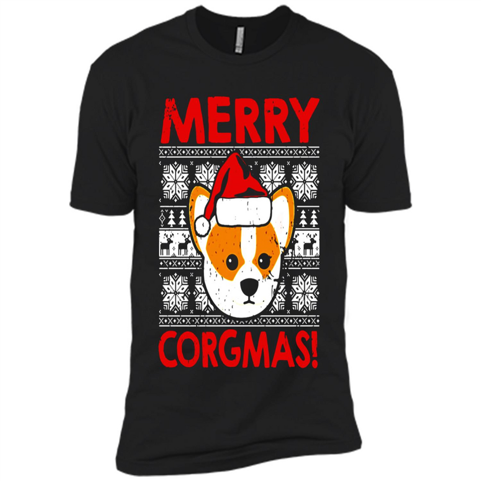 Funny Christmas Santa Corgi Dog Merry Corgmas - Premium Short Sleeve T-Shirt