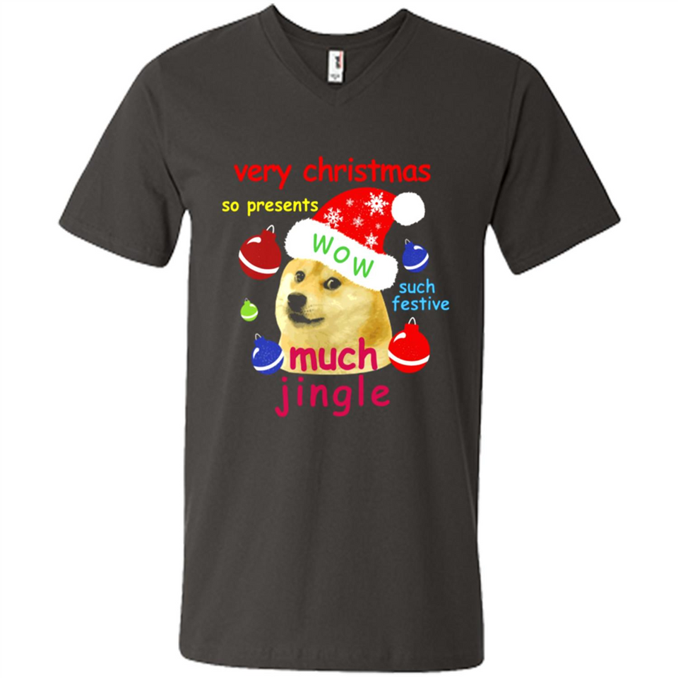 Christmas Doge Meme Shirts Funny Santa Shiba Inu Dog - Men's V-Neck