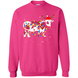 Christmas Lights Cow Wearing Santa Hat Funny Xmas Sweatshirt - Sweatshirt