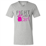 Fight Like A Girl Breast Cancer Awareness - Canvas Unisex V-Neck