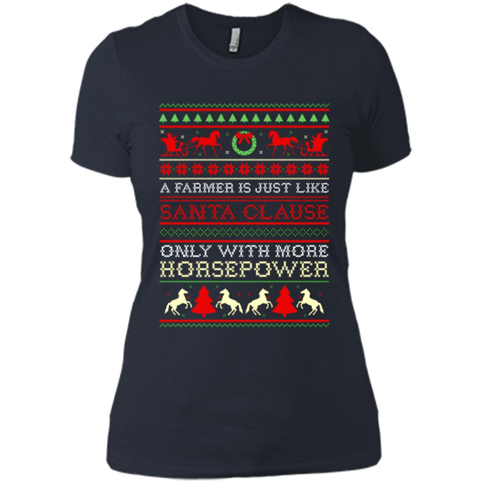 Funny Farmers Gift Ugly Santa Claus Horsepower - Ladies' Boyfriend T-Shirt