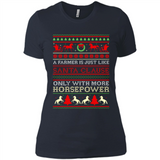 Funny Farmers Gift Ugly Santa Claus Horsepower - Ladies' Boyfriend T-Shirt
