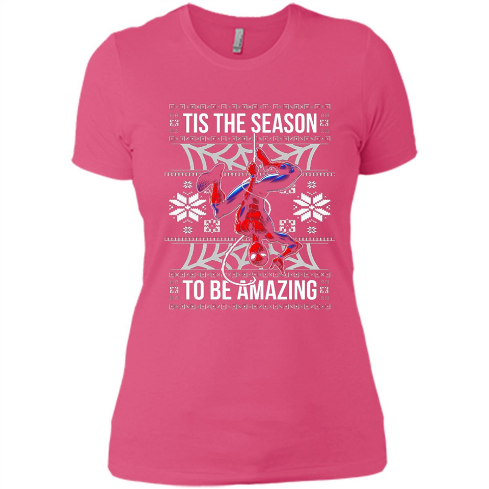Marvel Spider Man Tis The Season To Be Amazing Ugly Christmas Mug PINGPONG - Ladies' Boyfriend T-Shirt