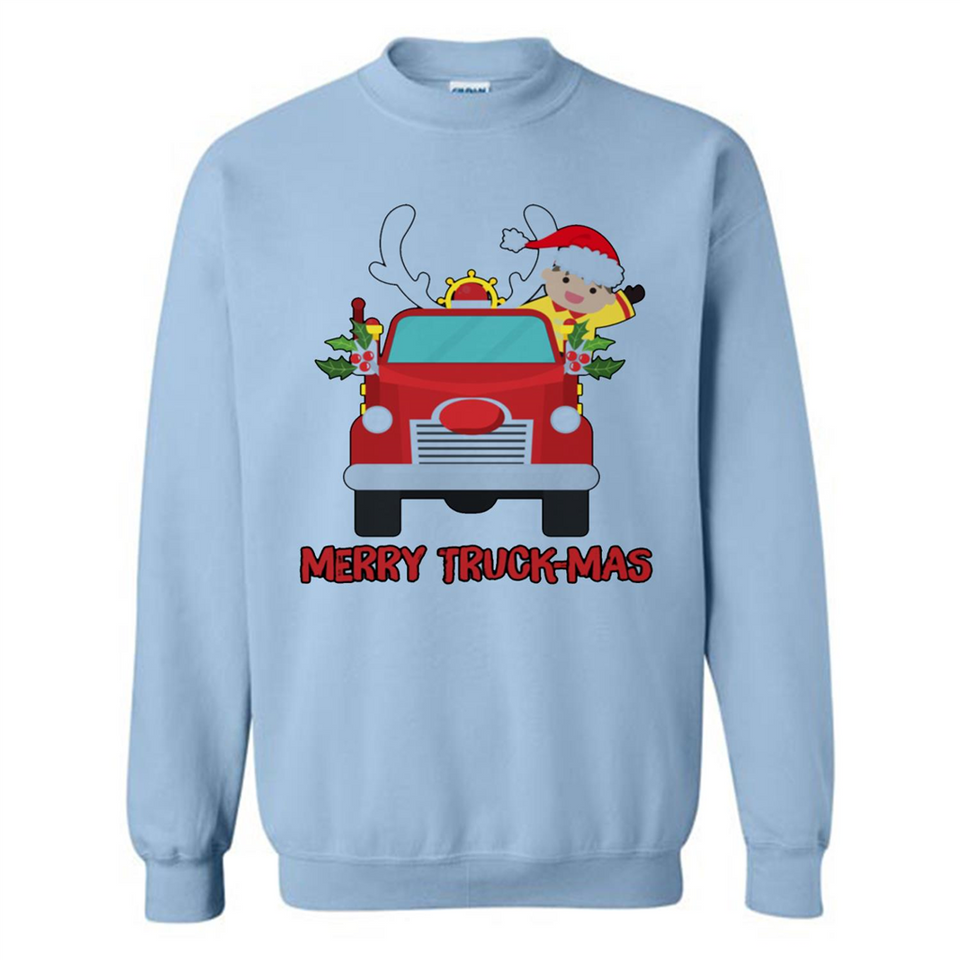 Merry Truck-Mas Christmas Fire Truck Cute Reindeer Sporty - Sweatshirt