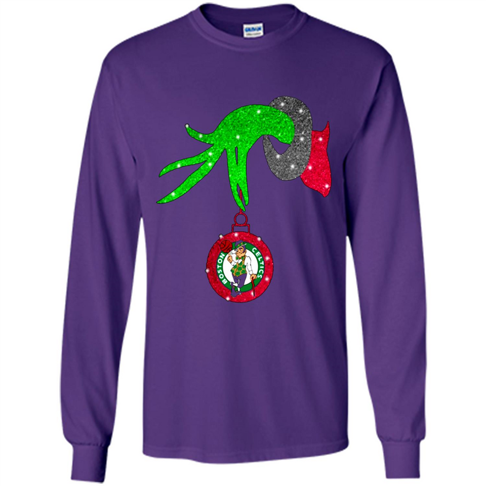 GRINCH HAND HOLDING BOSTON CELTICS NBA GLITTER CHRISTMAS PINGPONG