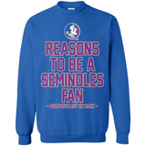 Reasons to be a Florida State Seminoles Fan Complete List on Back - Sweatshirt
