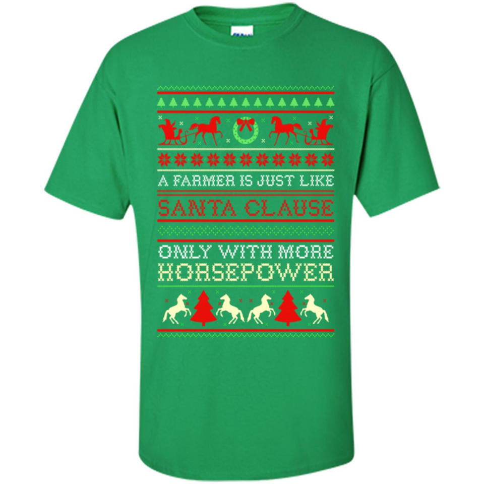 Funny Farmers Gift Ugly Santa Claus Horsepower - Shirt