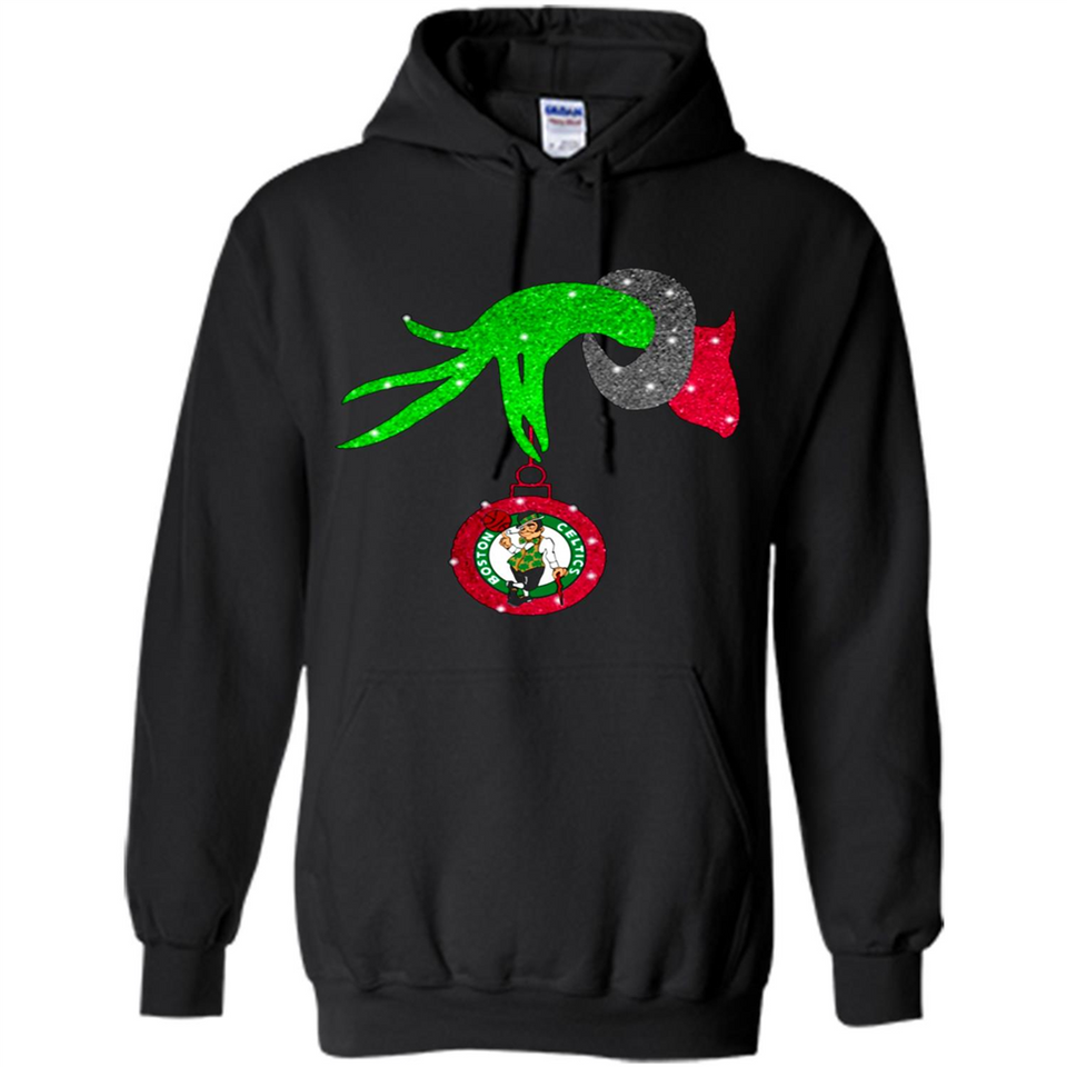 GRINCH HAND HOLDING BOSTON CELTICS NBA GLITTER CHRISTMAS PINGPONG