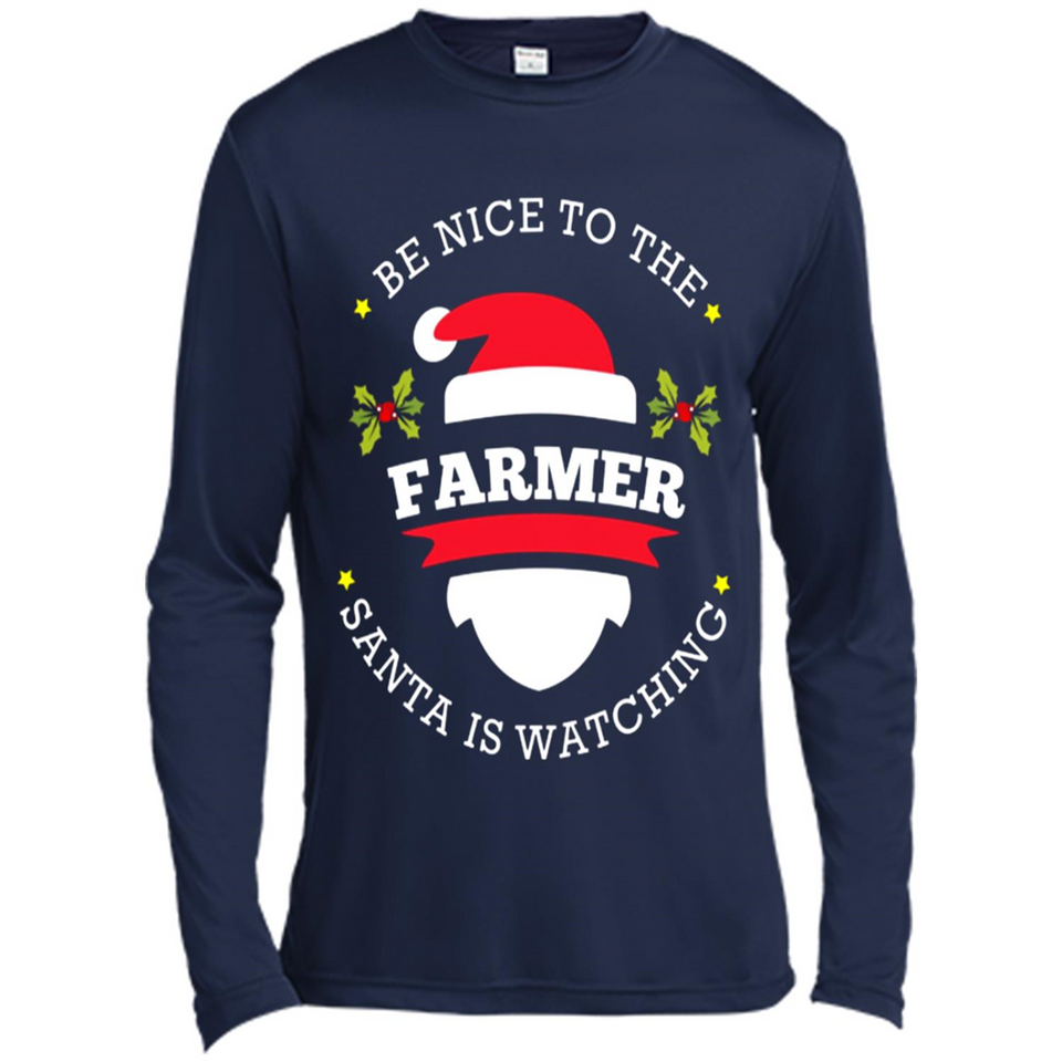 Be Nice to Farmer Santa Watching Christmas 1 - Canvas Long Sleeve T-Shirt