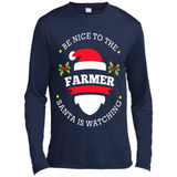 Be Nice to Farmer Santa Watching Christmas 1 - Canvas Long Sleeve T-Shirt