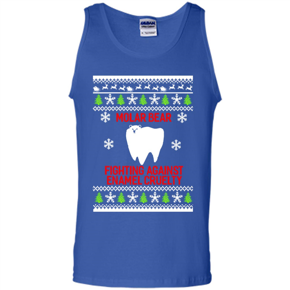 Molar bear fighting against enamel cruelty Christmas - Tank Top