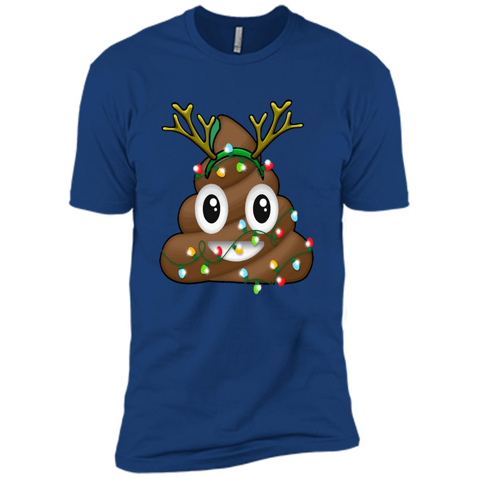 Reindeer Poop Emoji Cute Merry Christmas T-Shirt - Premium Short Sleeve T-Shirt
