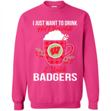 I Just Want To Drink Hot Chocolate & Watch Wisconsin Badgers Ugly Christmas Sweater PINGPONG