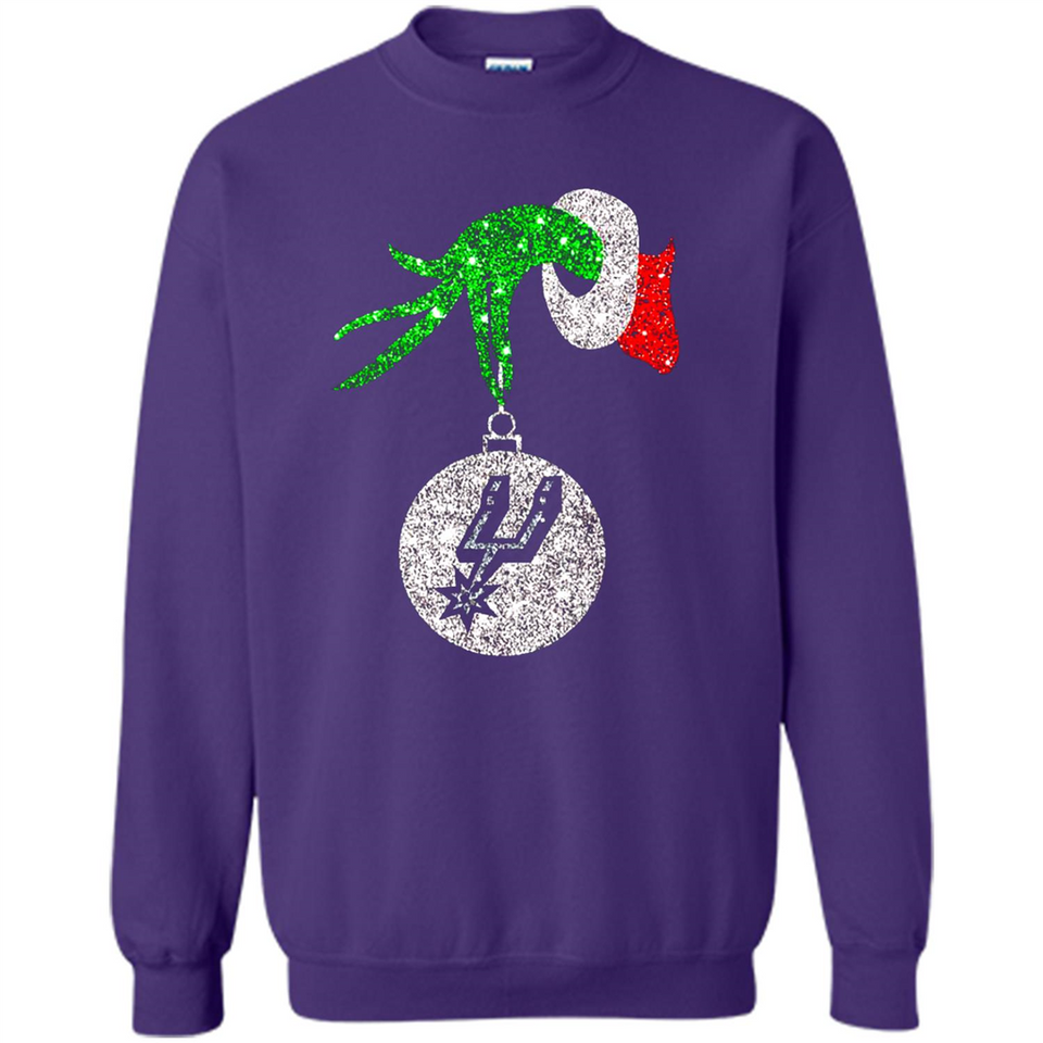 Amazing shirt San Antonio Spurs Glitter Grinch Monogram Ornament Christmas Gift - Sweatshirt