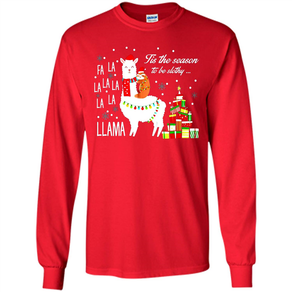 Llama Tis the season to be slothy Christmas sweatshirt PINGPONG - Long Sleeve T-Shirt