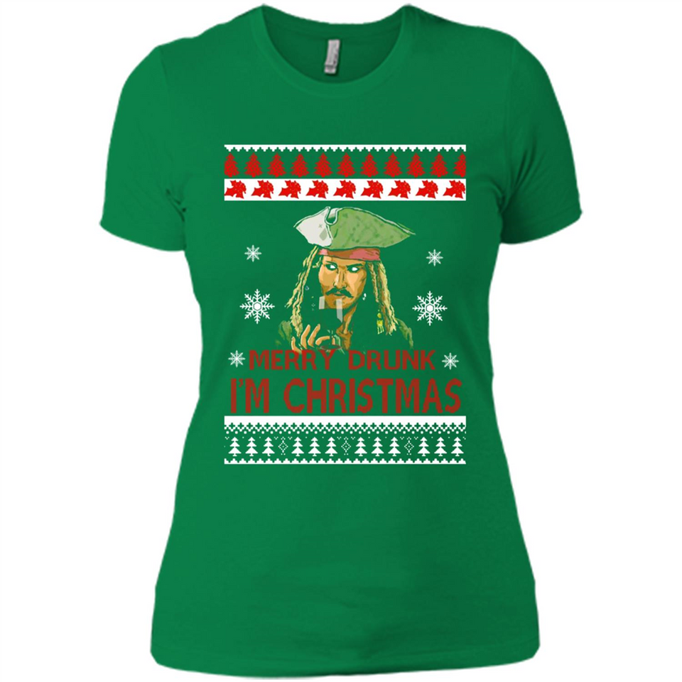 Jack sparrow Merry Drunk I'm Christmas - Ladies' Boyfriend T-Shirt