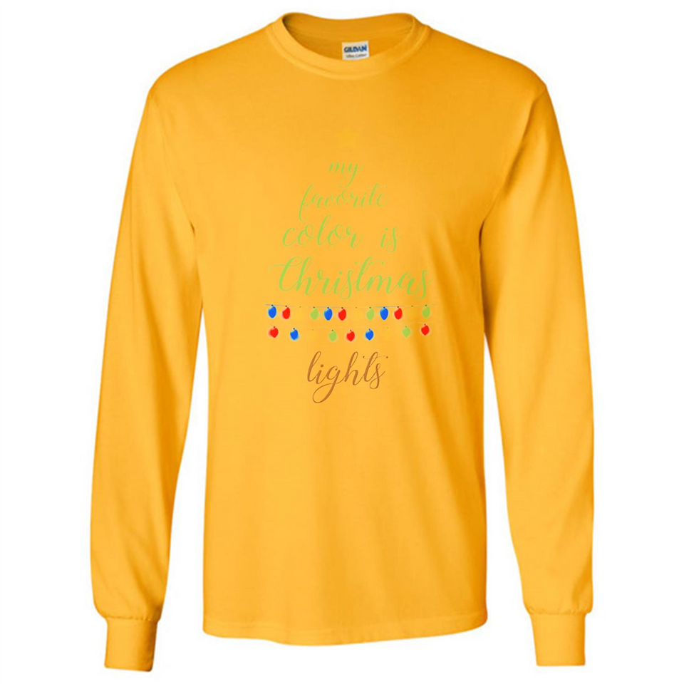 My Favorite Color is Christmas Lights Xmas Sporty T-Shirt - Long Sleeve T-Shirt