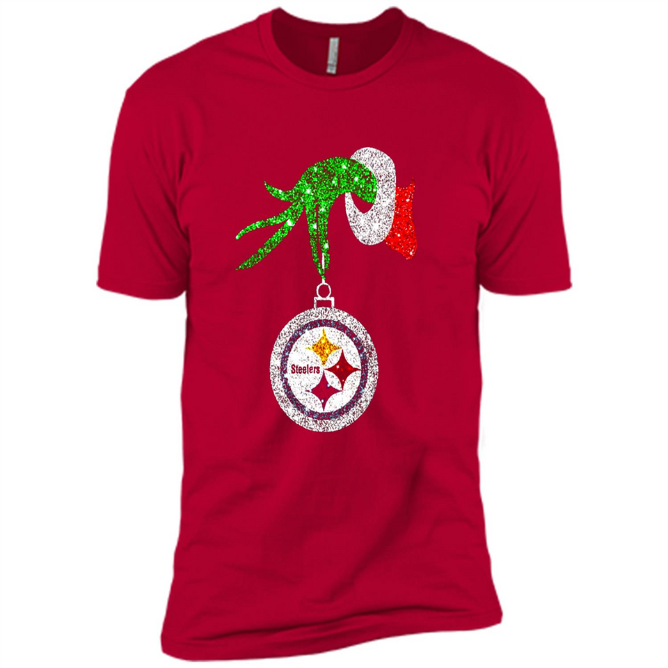 Fantastic Pittsburgh Steelers Glitter Grinch Monogram Ornament Christmas Gift - Premium Short Sleeve T-Shirt