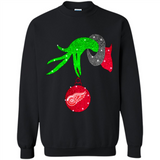 GRINCH HAND HOLDING DETROIT RED WINGS GLITTER CHRISTMAS PINGPONG