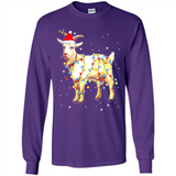 Christmas Lights Goat Wearing Santa Hat Funny Xmas - Long Sleeve T-Shirt