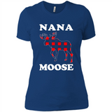 Nana Moose Funny Christmas Plaid Buffalo T-Shirt - Ladies' Boyfriend T-Shirt