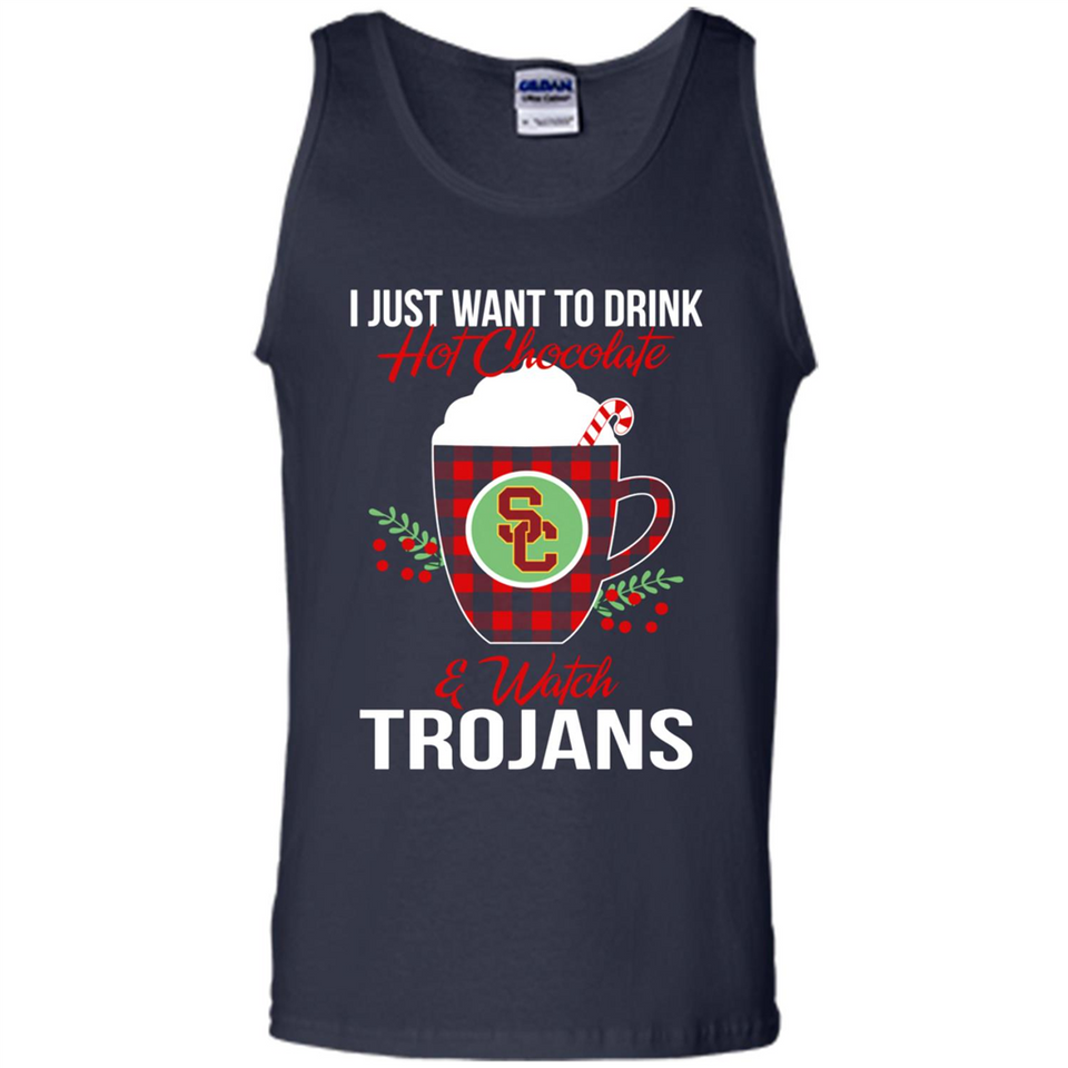 I Just Want To Drink Hot Chocolate & Watch USC Trojans Ugly Christmas Sweater PINGPONG