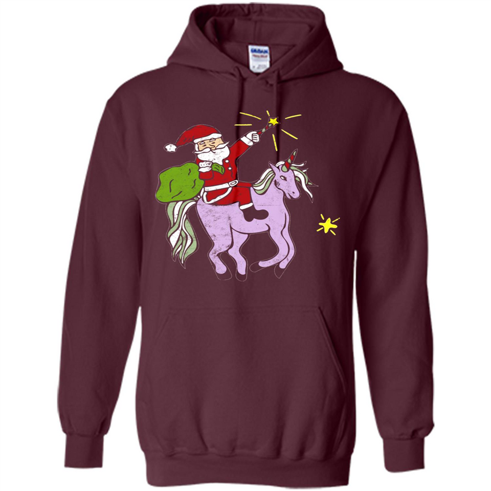 Distressed Retro Santa Riding Unicorn - Hoodie