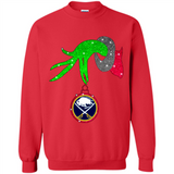 GRINCH HAND HOLDING BUFFALO SABRES GLITTER CHRISTMAS PINGPONG