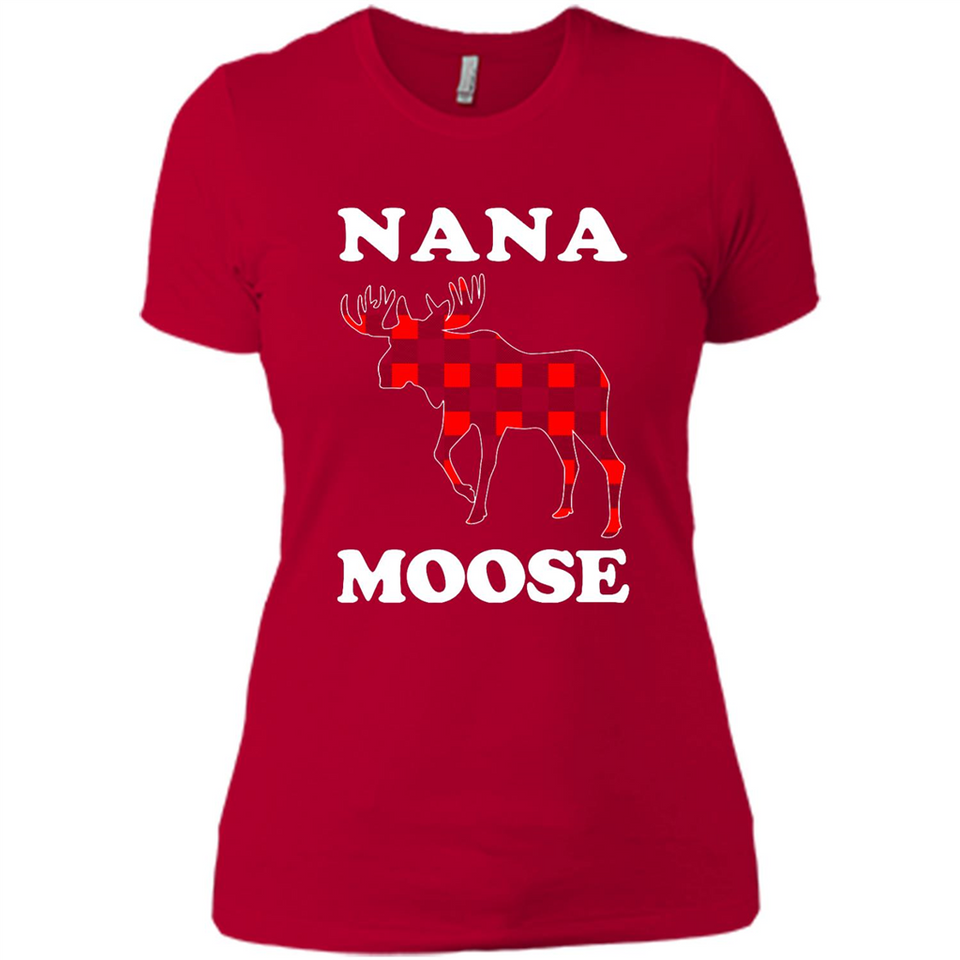 Nana Moose Funny Christmas Plaid Buffalo T-Shirt - Ladies' Boyfriend T-Shirt