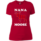 Nana Moose Funny Christmas Plaid Buffalo T-Shirt - Ladies' Boyfriend T-Shirt