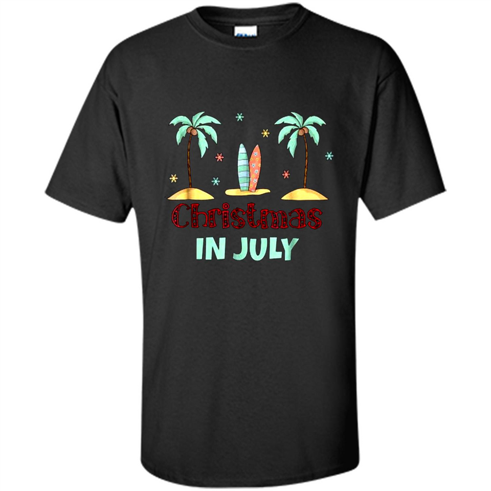 Christmas In July Shirt Surfing Palm Trees Surfboard - Shirt