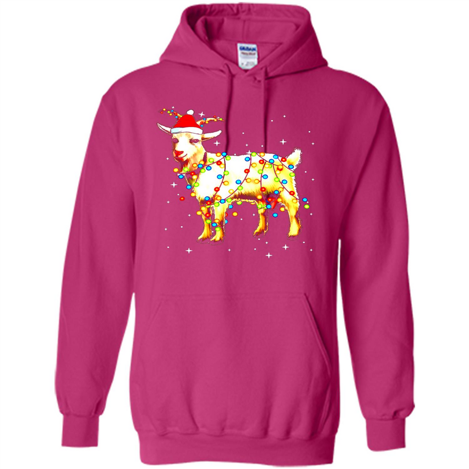 Christmas Lights Goat Wearing Santa Hat T-Shirt - Hoodie