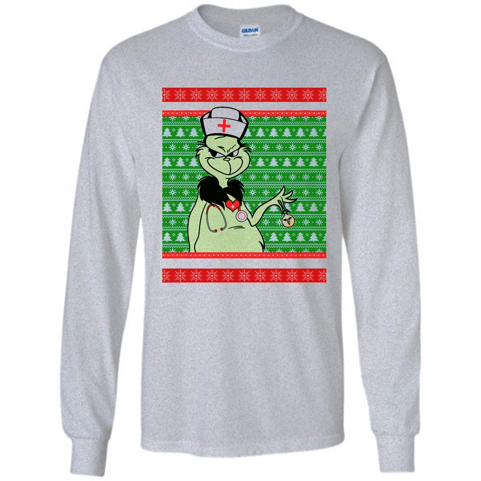 Grinch Nurse Ugly Christmas Sporty T-Shirt PINGPONG - Long Sleeve T-Shirt
