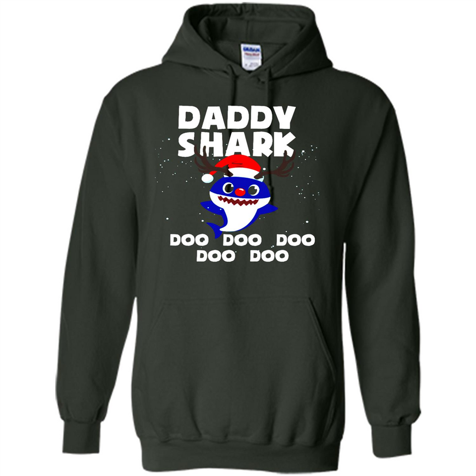 Daddy Shark Costume Reindeer Funny Christmas T-Shirt - Hoodie