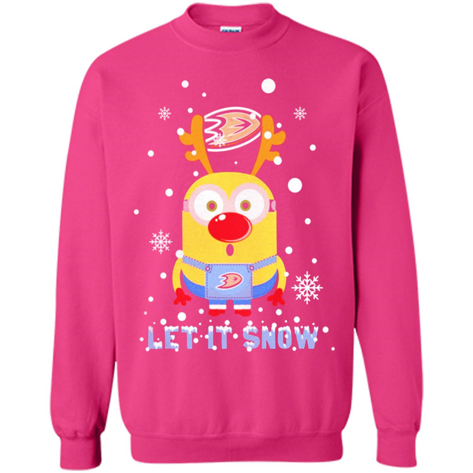 Minion Anaheim Ducks Ugly Christmas Sweater Let it Snow - Sweatshirt