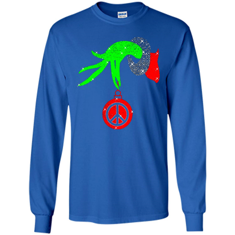 Christmas The Grinch Hand Holding Hippie Ornament - Long Sleeve T-Shirt