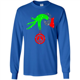 Christmas The Grinch Hand Holding Hippie Ornament - Long Sleeve T-Shirt