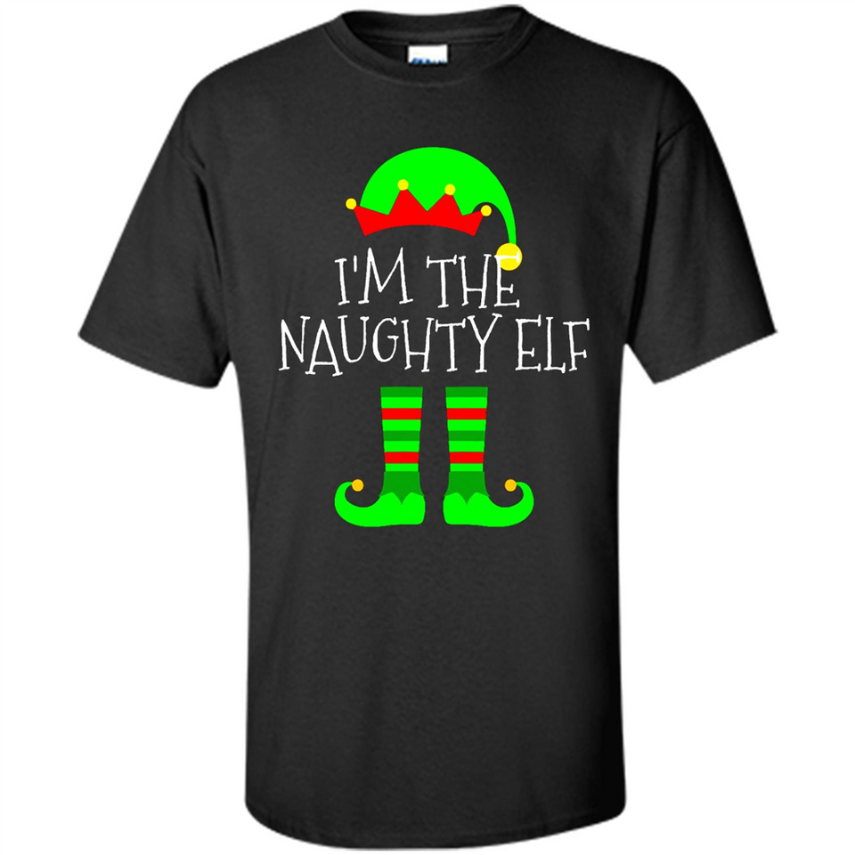 Matching Family Christmas Shirt Funny I'm The Naughty Elf Black mugs PINGPONG - Shirt
