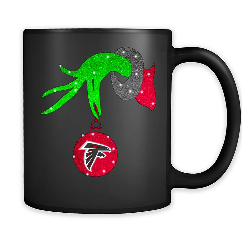 GRINCH HAND HOLDING ATLANTA FALCONS GLITTER CHRISTMAS PINGPONG