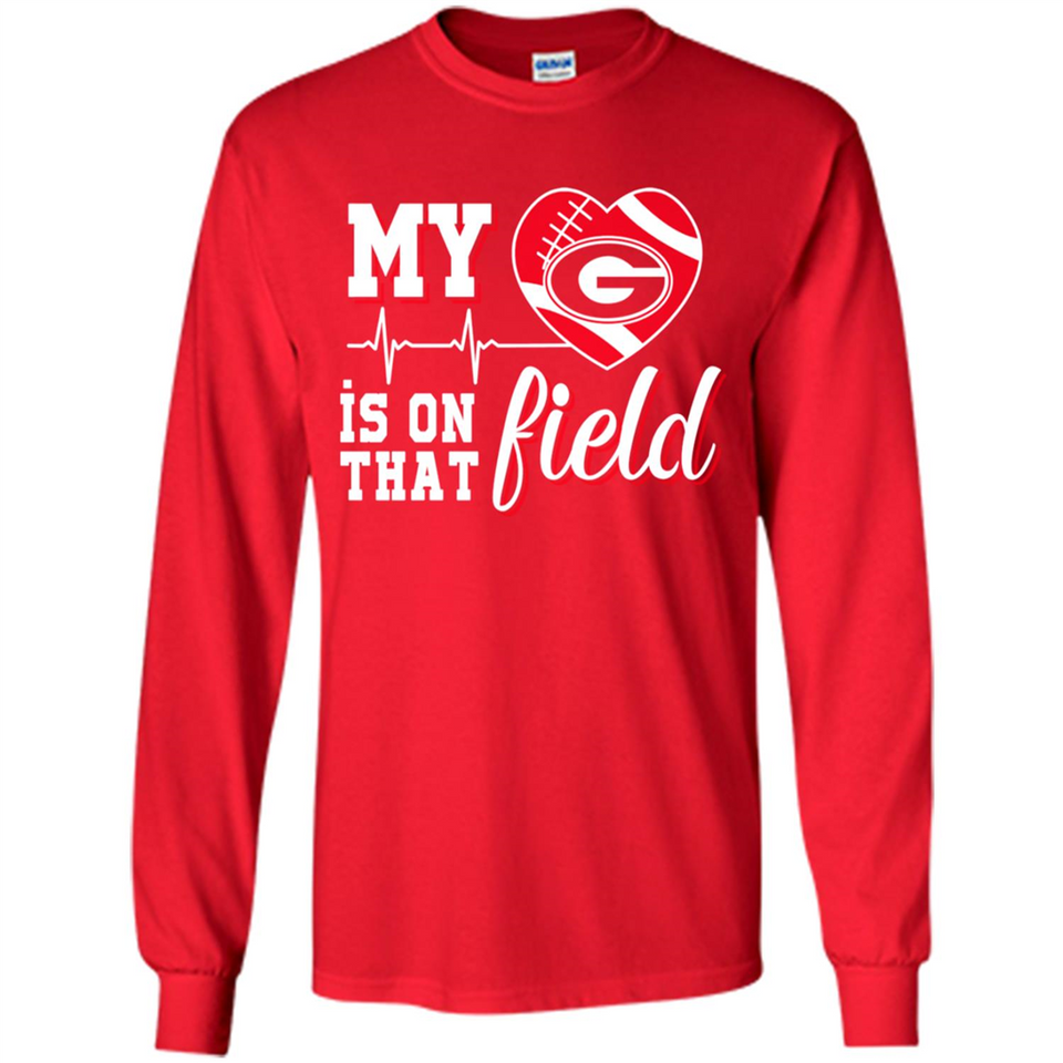 Georgia Bulldogs Football My Heart is on that Field - Long Sleeve T-Shirt