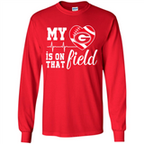 Georgia Bulldogs Football My Heart is on that Field - Long Sleeve T-Shirt