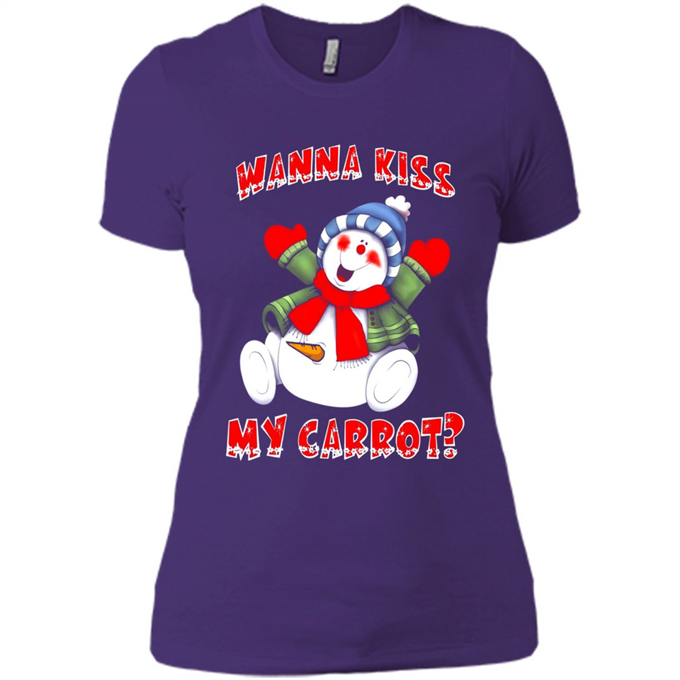 Snowman Wanna Kiss My Carrot Christmas - Ladies' Boyfriend T-Shirt